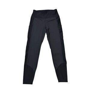 One Active Black Ribbed High-Waist Leggings Size Large